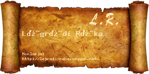 Légrádi Réka névjegykártya